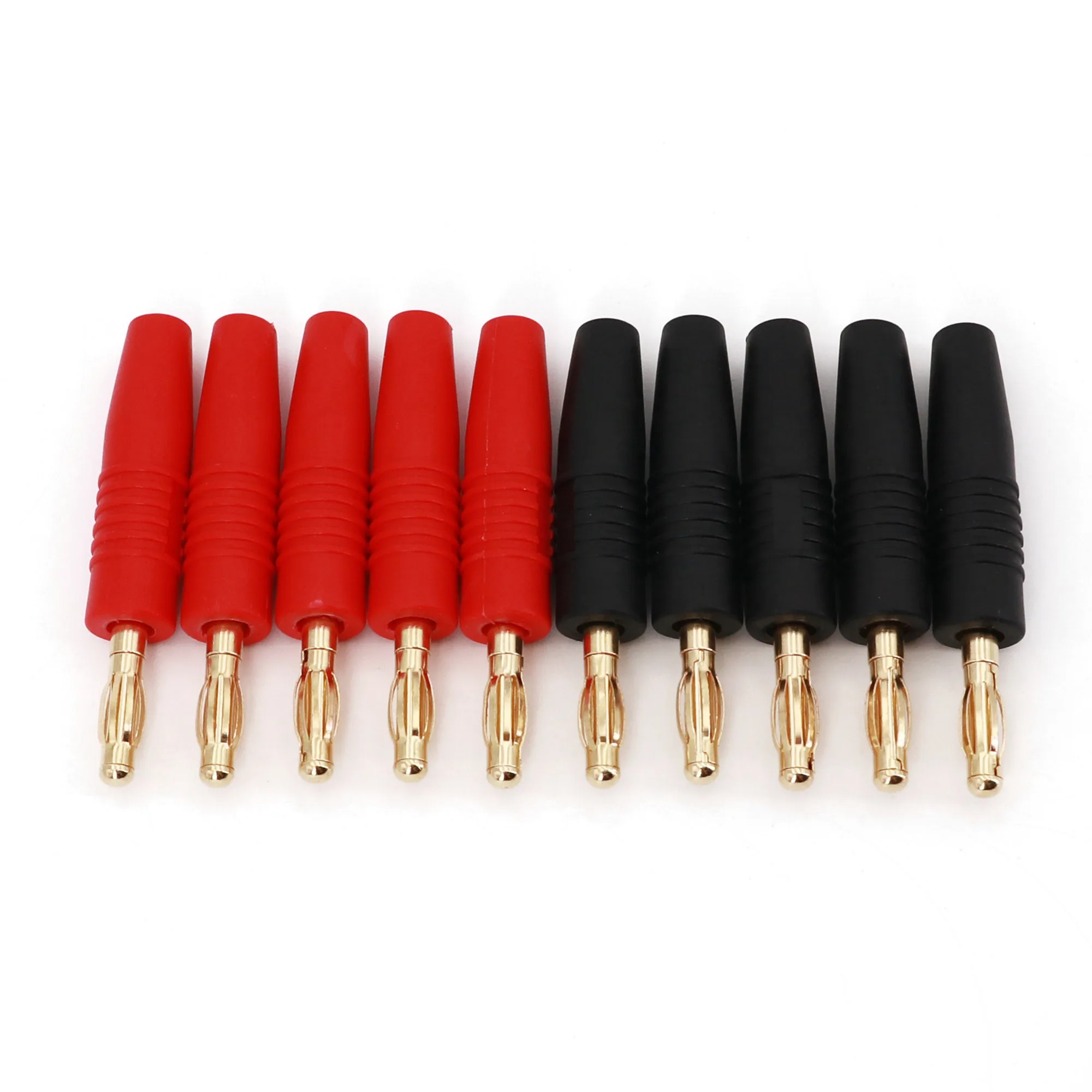 10Pcs 4mm Male Red and Black Wire Solder Type Gold Plate Banana Plug Connector 