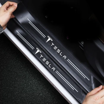 

For Tesla Model 3 Y Model S X 4pcs Car Sticker PU Leather Door Decoration Modification Protection car Accessories