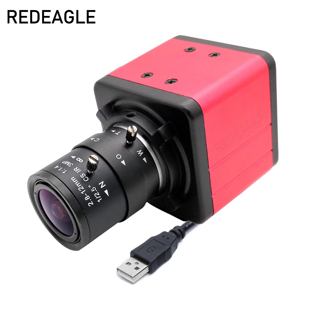 Industrial Metal Box Housing HD 2.8-12mm Varifocal Zoom Lens 4MP 30fps 2560x1440 MJPG UVC High Speed USB Webcam PC Camera