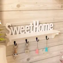 Creative Letters Storage Shelf Home Decor Rack Hollow Partition Wooden Hooks Wall Hanging Holder Bedroom Home Decor Shelves *