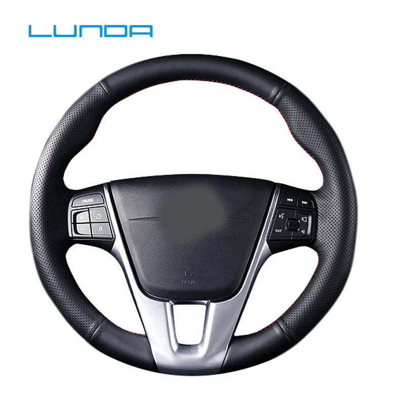 LUNDA для Volvo S60 V40 V60 V70 2014 XC60 черный Микро волокно кожаный чехол рулевого колеса