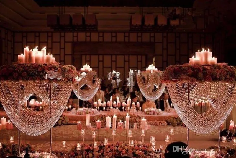 럭셔리 타원형 모양의 크리스탈 아크릴 페르시 웨딩 centerpieces 꽃 스탠드 테이블 장식 웨딩 이벤트 파티 장식
