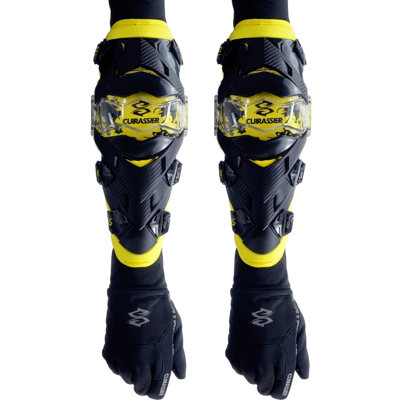 Защитный наколенник Cuirassier для мотоцикла, наколенники для внедорожников, защитные наколенники для мопедов, гоночных моторов, налокотники, защитные наколенники MX Racing Brace - Цвет: E09-Yellow