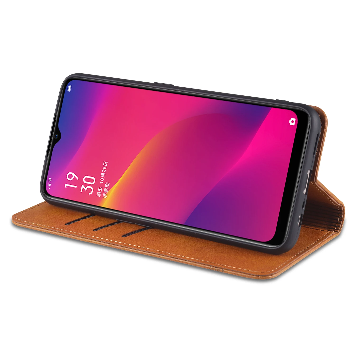 AZNS 가죽 플립 케이스 OPPO A11X A9 A15 A31 A8 A32 A53 2020 A54 A55 A72 A73 F17 A74 F19 지갑 카드 스탠드 전화 커버