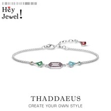 Colorful Asian Ornament Link Chain Gracefully Bracelet For Women 925 Sterling Silver Geometric Rigour Jewelry Feminine Gift