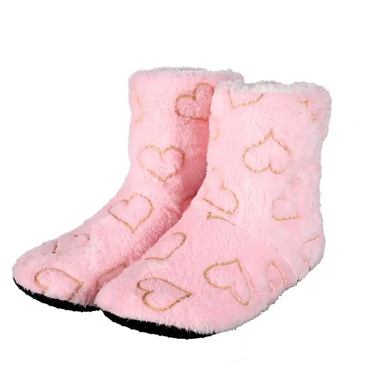 Mntrerm Женские зимние домашние тапки; мягкие ботинки из хлопка и плюша Повседневное сплошной Домашний Деревянный шлепанцы для женщин; с вышивкой в форме сердца - Цвет: MN00151-Pink