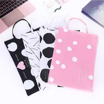 

Big Size Papers Lovely Office Dot Handle Organizer For Office Children Creative School Cute A4 Canvas Zipper File Bag