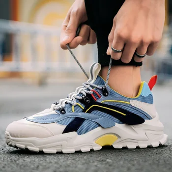 

2020 Sneakers Men Shoes Casual Lace-up Mesh Men Shoes Breathable Fashion Flat Men Shoes Comfortable Large Size Hot Sale