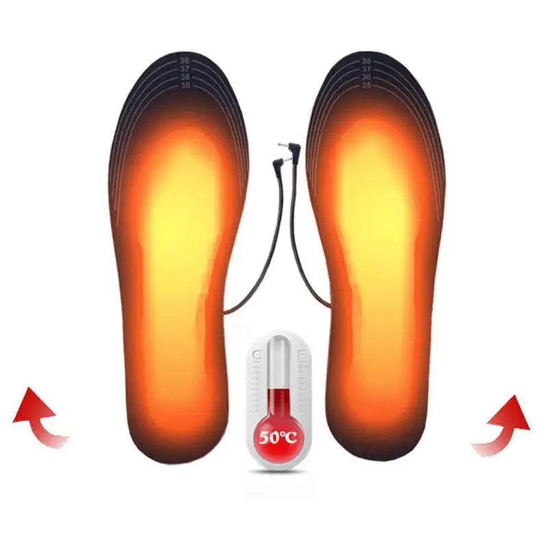 

1 Pair Winter Usb Heating Insoles Rechargeable Keep Warm Shoes Heater Can Be Washed Insoles