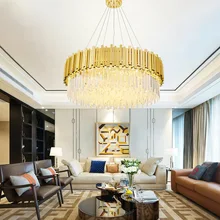 

Modern LED Crystal Chandelier Gold Round Suspension Luminaire ‎Hanging Light Fixtures‎ Home Decor Living Dining Room Bedroom