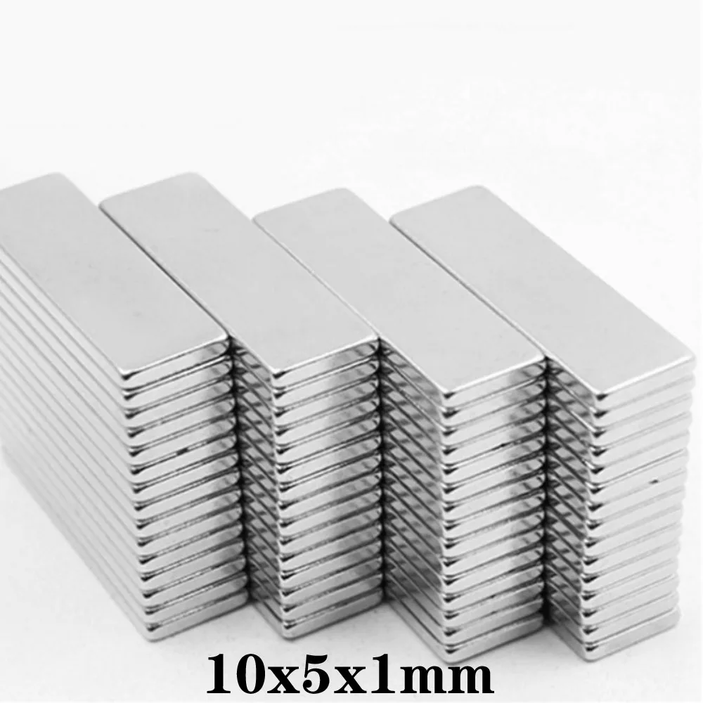 Редкоземельный магнит 10x5x1 толщина 1 мм небольшие прямоугольные блочные магниты