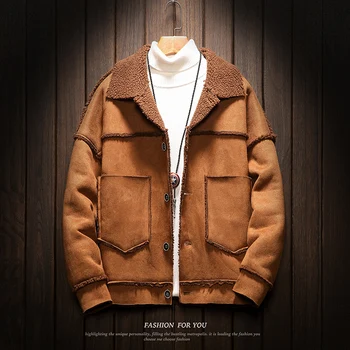 

Winter Plus Velvet Thick Coat Men Warm Parka Men Fashion Casual Lamb Hair Jacket Man Overcoat Streetwear Cotton Clothes Male