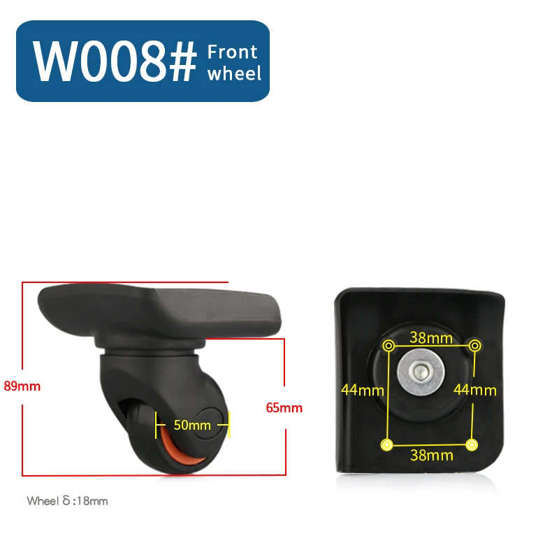 W008(2 Wheels)Front Сменные колеса для багажа, чемодана, продукт, дорожная сумка, колесики для ремонта, износостойкая тяга, коробка, багажные колеса - Цвет: W008(2 Wheels)Front