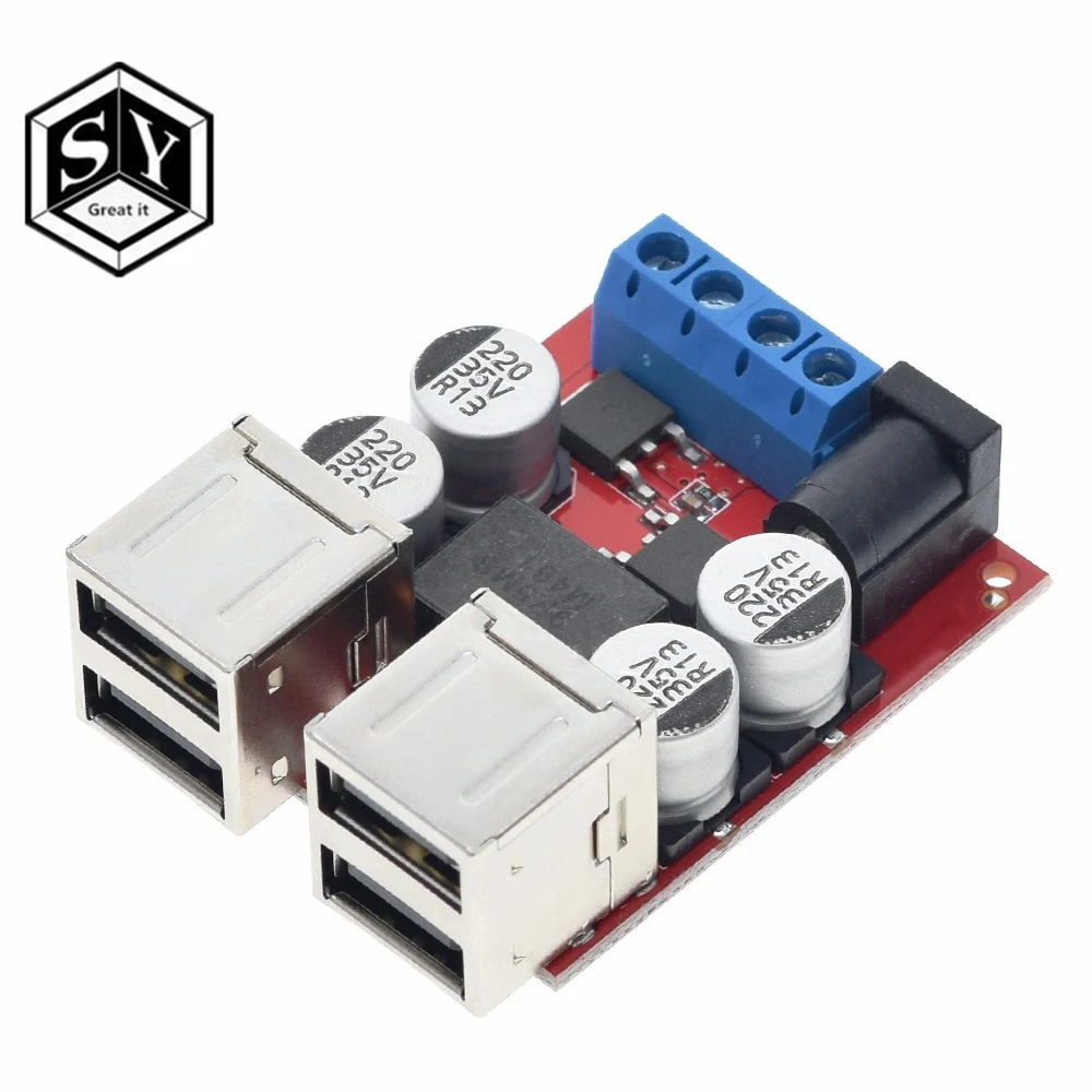 

1PCS Great IT 8V-35V 5V 8A DC-DC Vehicle Charging Board Power Supply Depressurization Module 4 port USB Output mobile Charger