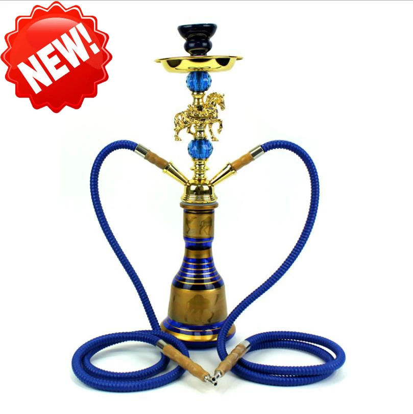 

Middle Size Double Hose Glass Hookah Travel Shisha Pipe Set Chichas with Narguile Ceramic Bowl Charcoal Tongs Bar Accessories