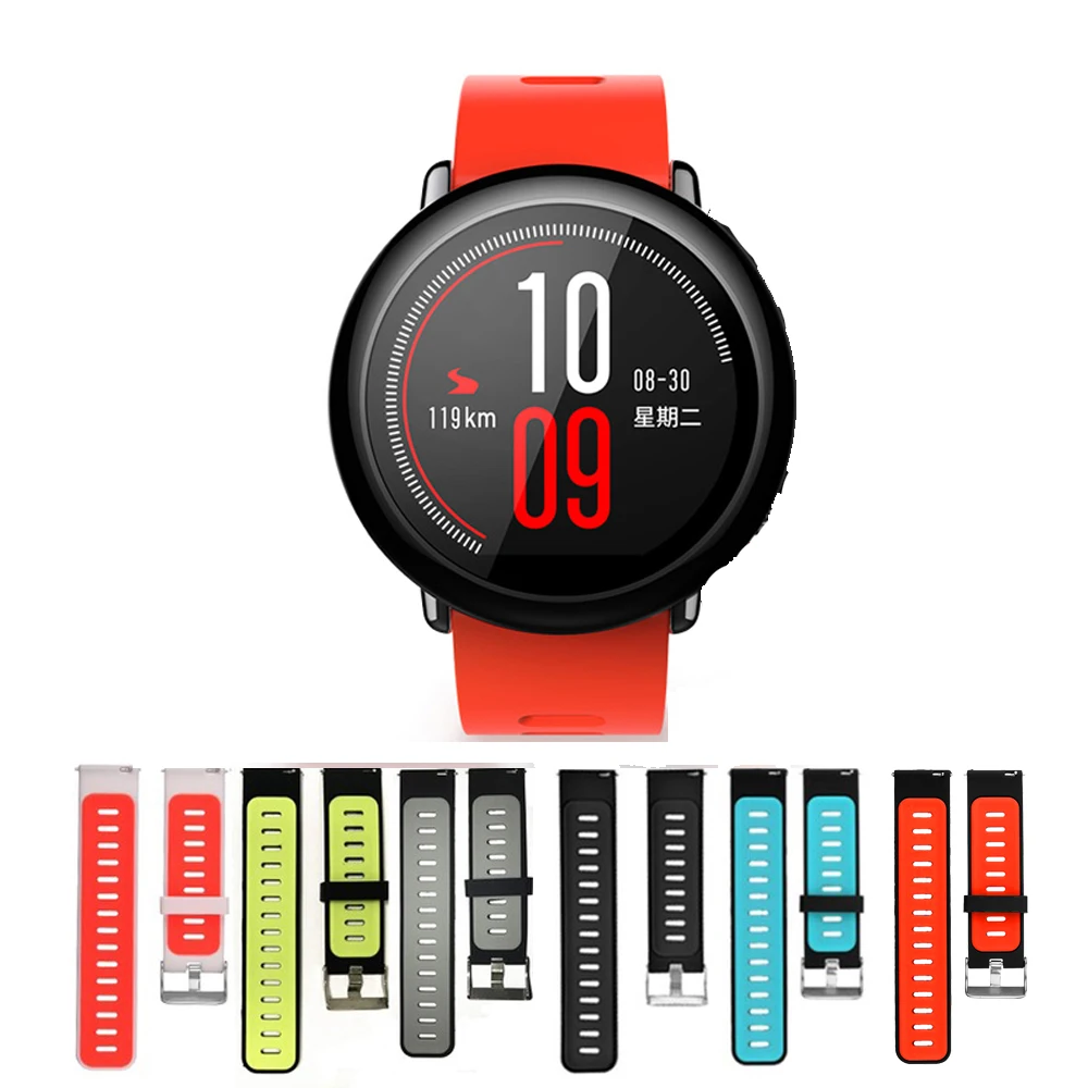 Soft Silicone Strap For Amazfit GTR 47MM Bracelet For huami amazfit stratos 2 pace Smart Watch Band Dual Color wrist strap 22mm