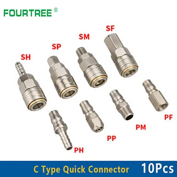 

10Pcs Pneumatic Fitting C Type Quick Connector High Pressure Coupling SP SF SH SM PP PF PH PM 20 30 40 Inch Thread (PT)