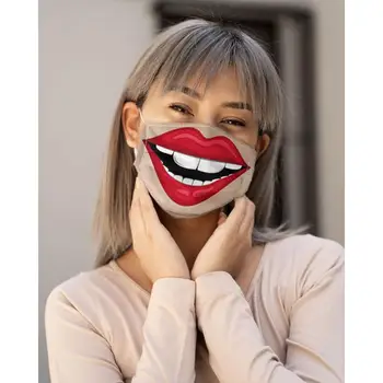

5PCS Summer Printed Lip Mask Thin Cotton Personalized Mask Activated Carbon Dustproof And Haze Cotton Cloth Breathable Washable