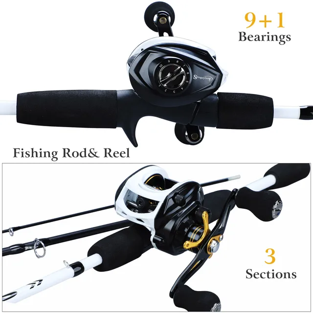 Sougayilang New Fishing Rod Reel Combo Portable 3 Sections 175CM Lure Fishing Rod and 9