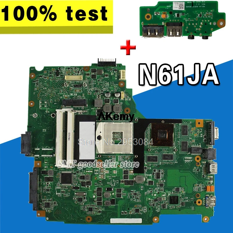 Отправить доска + N61JA материнской REV2.1 HM55 Поддержка i3 i5 для ASUS N61JA N61J Материнская плата ноутбука N61JA плата N61JA материнская плата