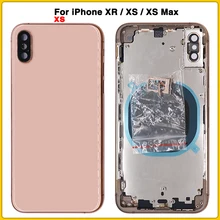 Чехол с полным корпусом для iPhone XS Max XR батарея задняя крышка Дверь задняя крышка+ шасси средняя рамка без гибкого кабеля+ sim-карта