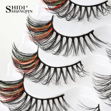 

3/5Pairs Color Eyelash Mink 3D Fake Lashes Natural Long Colored Wispy Fluffy Lash Eyelashes Extension Volume Lashes Faux Cils