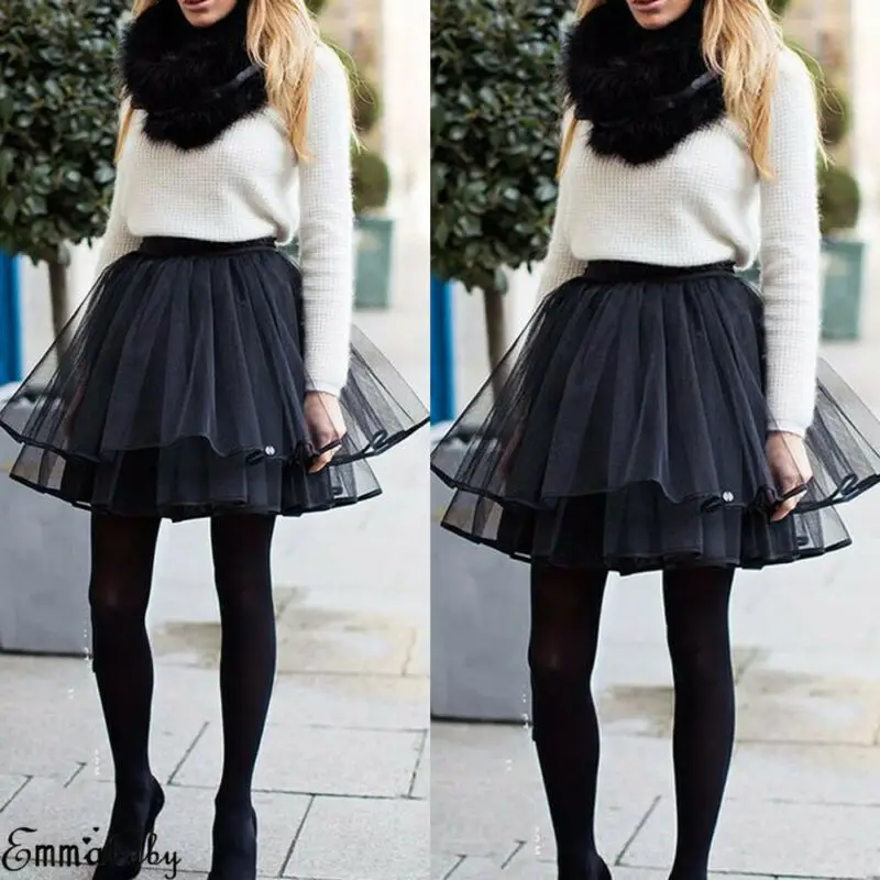 

Women Tutu Tulle A line gothic Mini Skirt Womens Short Prom Party above Knee Length Petticoat Skirts