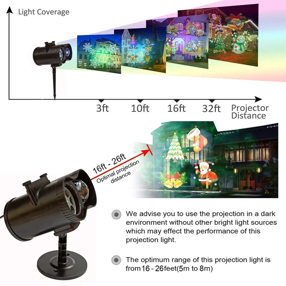 

180 Degree Rotating Stage Lawn AC85-240V Christmas Decoration Led With Remote Controller IP44 Waterproof Projector Light Outdoor