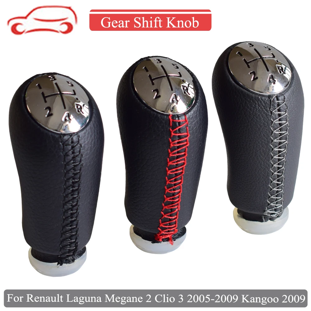 Red Line Кожаный Автомобильный Стайлинг MT Stick ручка переключения передач для Renault Laguna Megane 2 Clio 3 2005-09 Kangoo 2009 хром