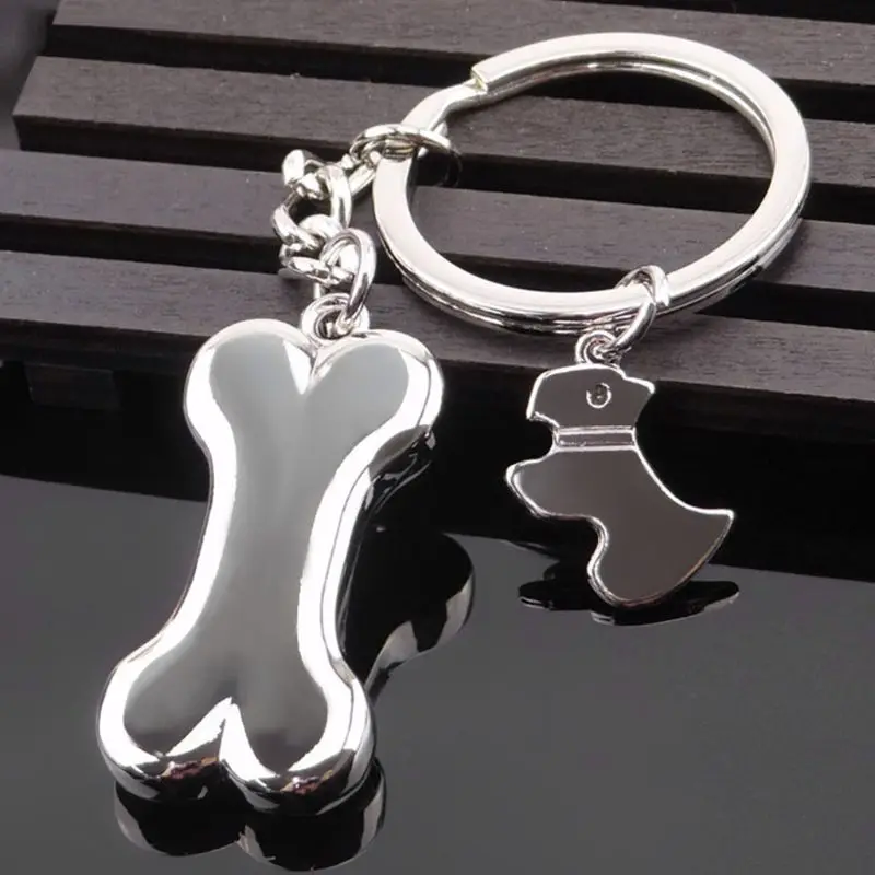Metal Cartoon Pendant Key Ring Puppy Bone Keychain Funny Decoration Silver Storage Portable Organizer For Men Women Jewelry 19QC | Украшения