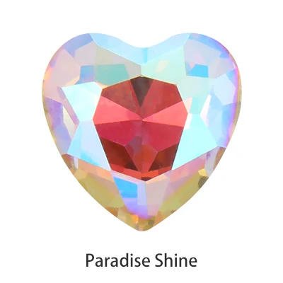 Heart Colorful Pointback Glass Rhinestone K9 Glass Crystal stone for Craft Strass Dress Clothes decoration Jewelry Beads crystal - Цвет: Paradise Shine