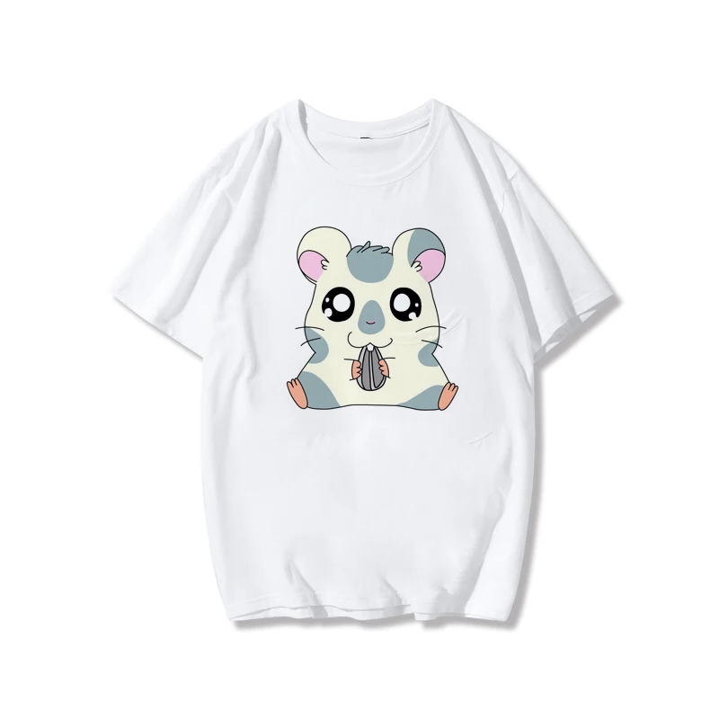 Ins style Hamtaro/Новое поступление; Повседневная футболка белого цвета с принтом героев мультфильмов для девочек
