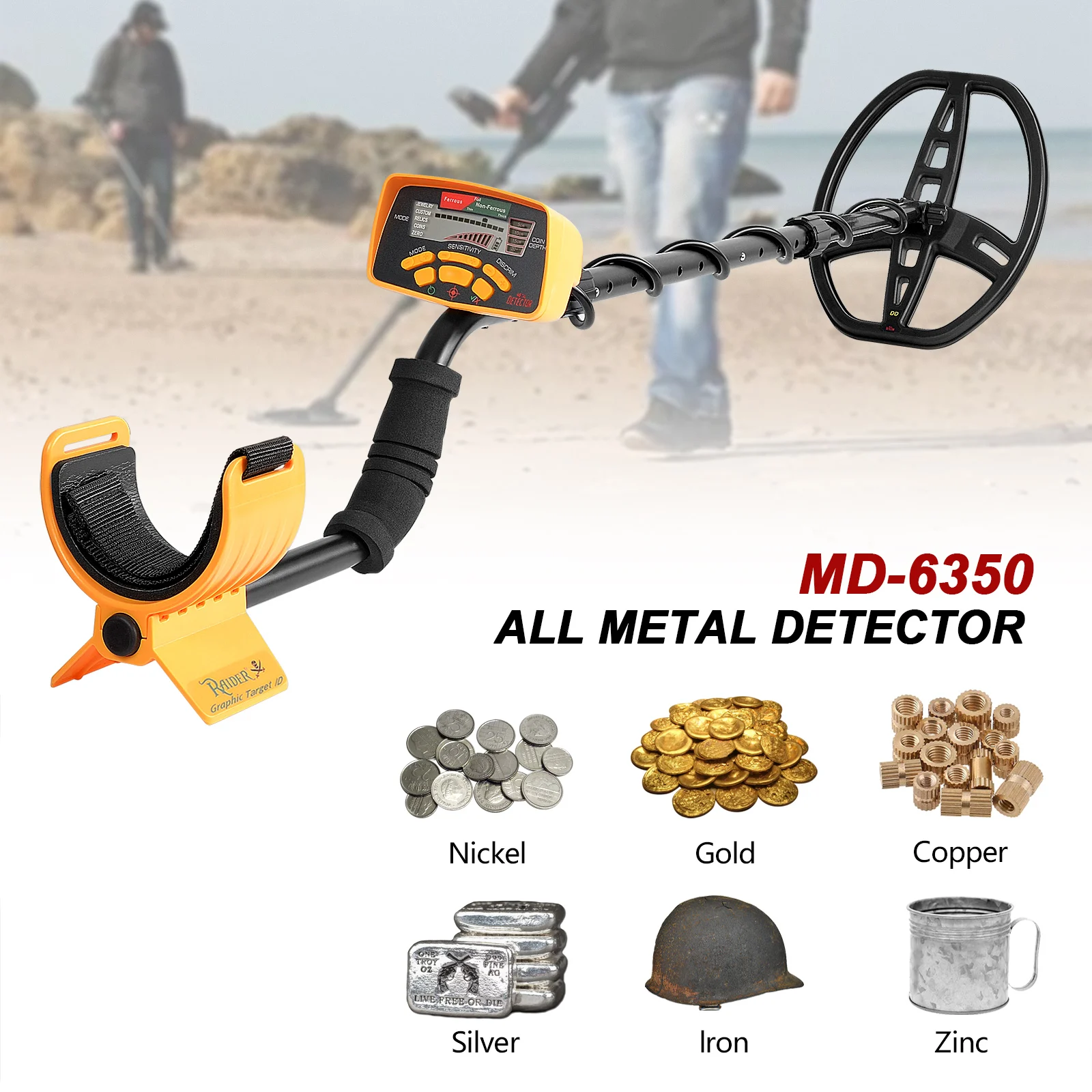 Kopen Ondergrondse Metaaldetector Professionele MD6350 Gold Digger Treasure Hunter MD6250 Bijgewerkt MD 6350 Pinpointer LCD Display