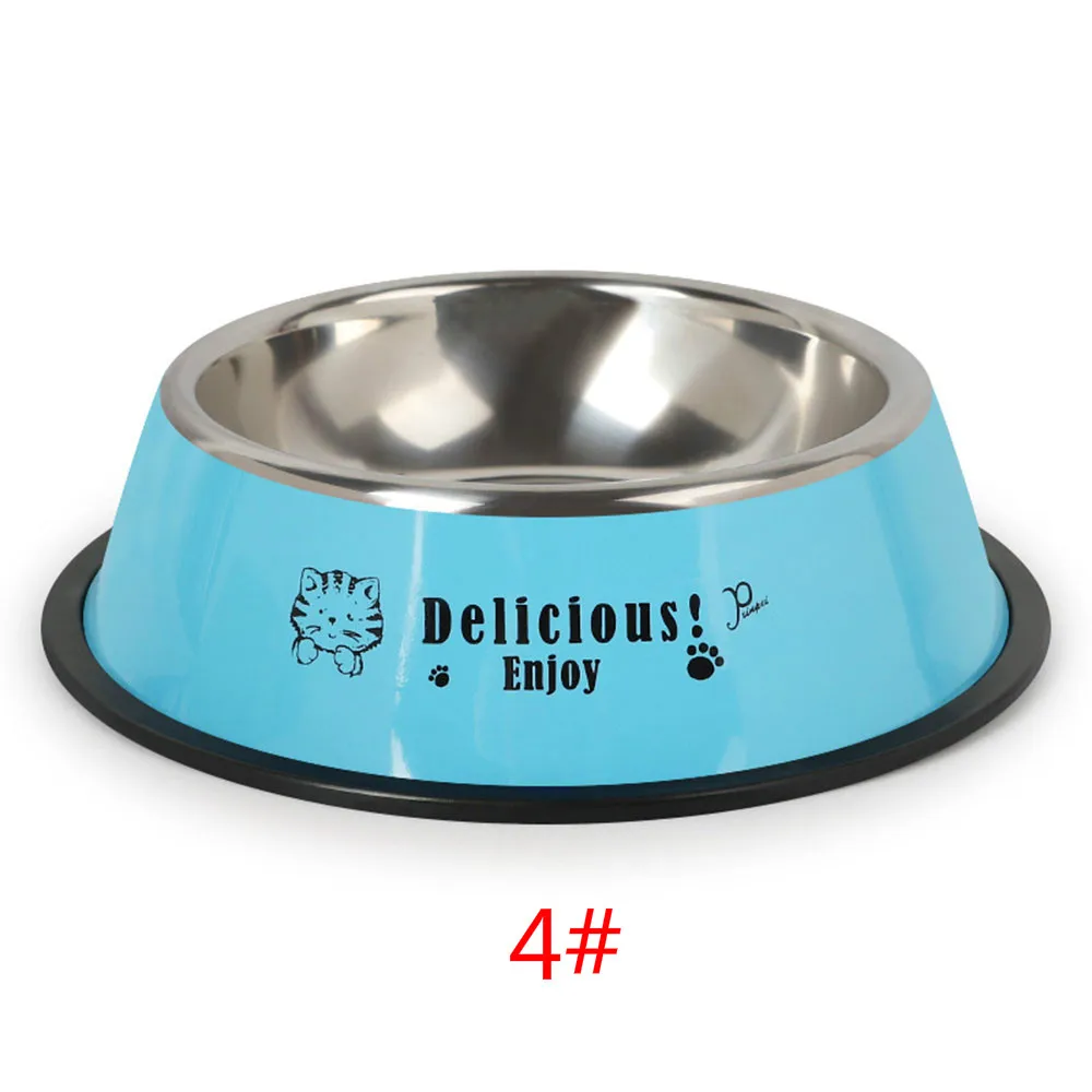 Прочная противоскользящая миска для собак из нержавеющей стали, миска для кошек, бутылка для воды для собак, кормушка для собак, контейнер для продуктов для кормления домашних животных - Цвет: 04 Random Color