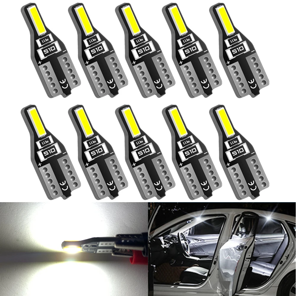 

10PCS T10 W5W New Super Bright LED Car Parking Lights WY5W 168 501 Auto Wedge Turn Side Bulbs Car Interior Reading Dome Lamp 12v