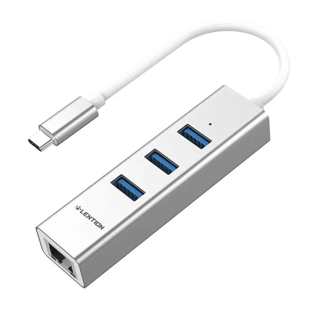 

Lention Type-C USB 3.0 Hub usb-c Ethernet to RJ45 100M/1000M Multi High Speed USB 3.0 Docking Station for Macbook C Port Devices