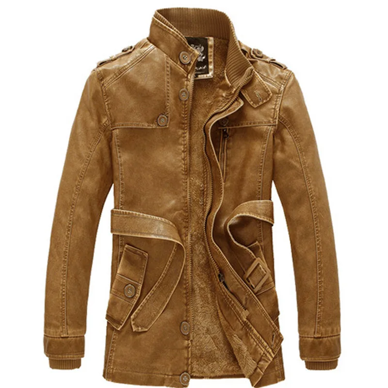 

2019 Autumn and Winter New Men PU Leather Jacket Personalized Motorcycle Clothing Trend Men's Long Paragraph Large Size Leather