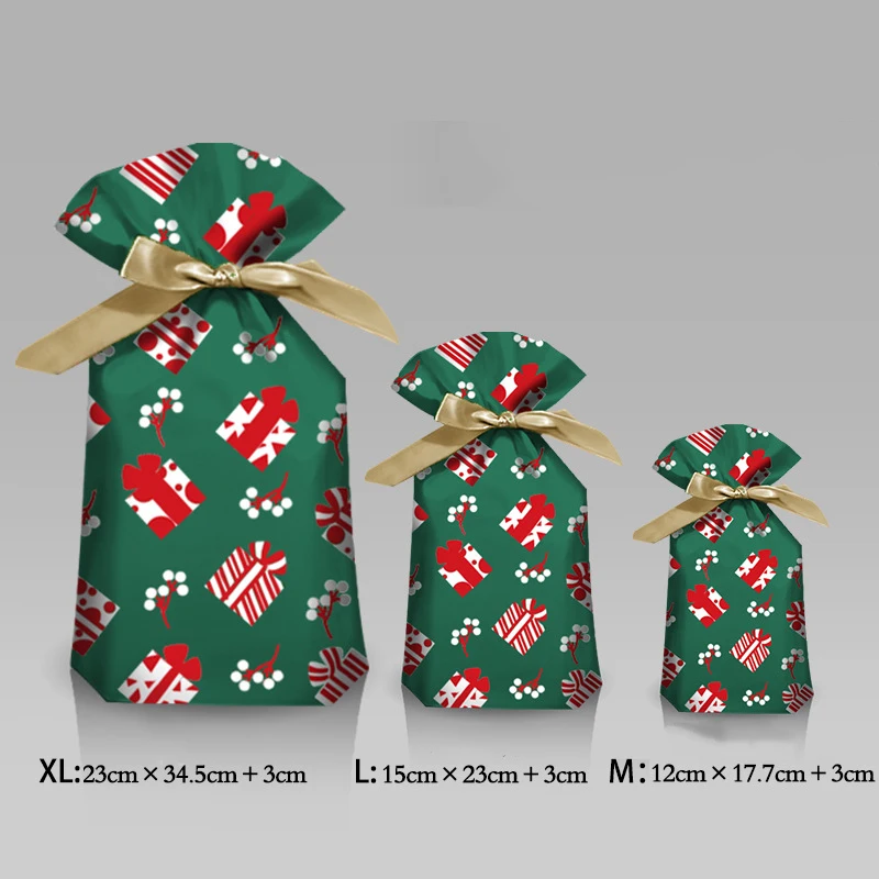 thumbnail image 1 of 5/10 piezas Bolsa de dulces de Año Nuevo 2022 Bolsa de regalo de Papá Noel Bolsa con cordón crujiente de copos de nieve Decoraciones de Feliz Navidad para el hogar Regalo de Navidad, 1 of 5