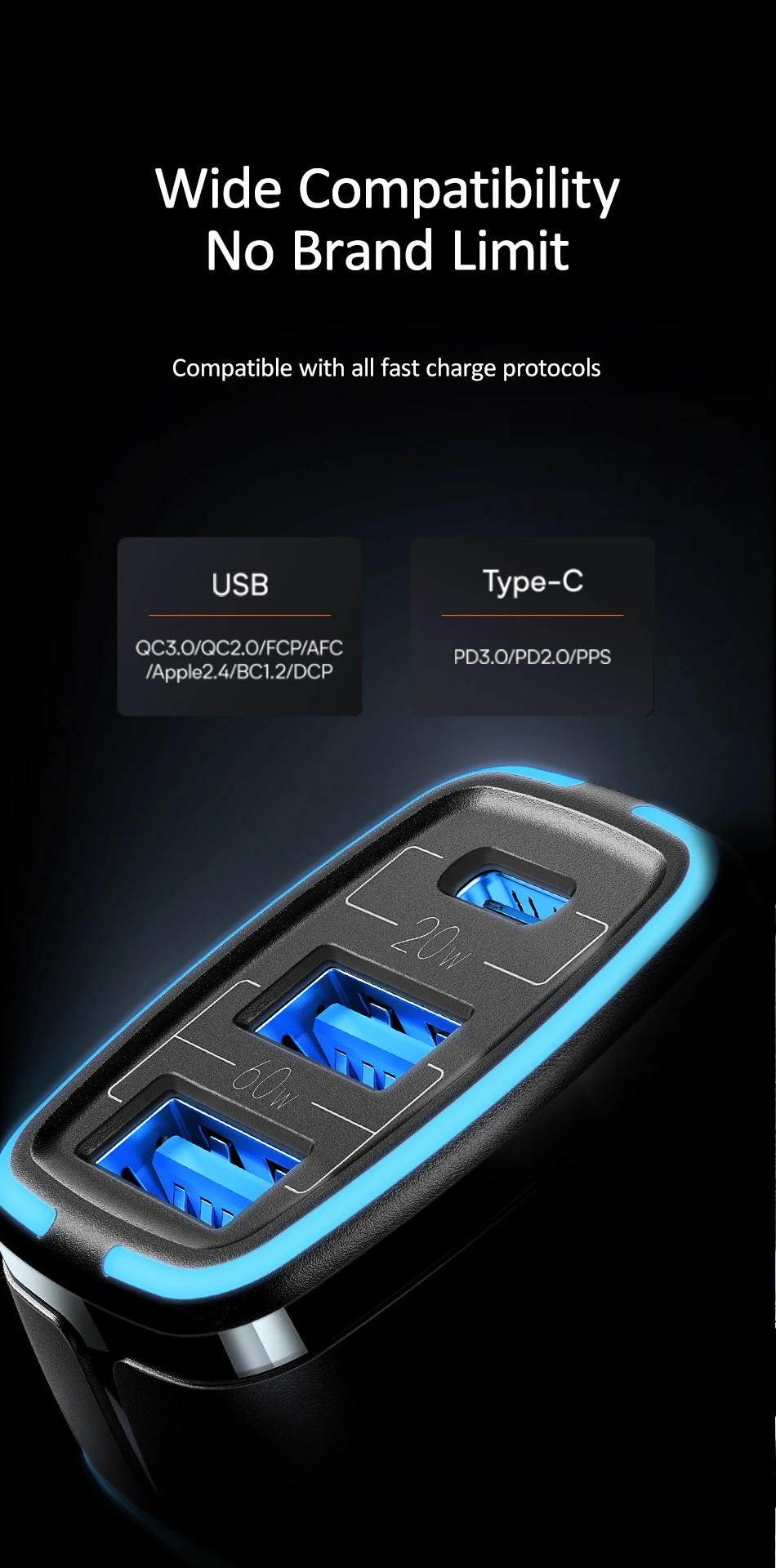 USAMS 80W Car Fast Charger with 3 Ports USB Type C PD 3.0 QC3.0 Quick Charge US-CC126 15 H995344a002064002b16cfcc22c2c06aa4