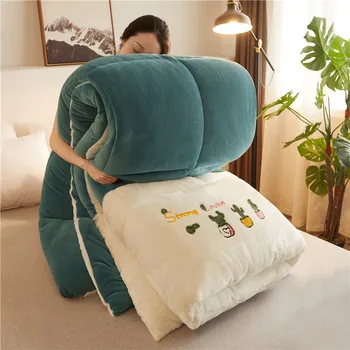 

Super Warm Lamb Quilt Winter Blanket 1.5 Kg Double-sided Velvet Kids Quilt Thickened Warm Autumn Spring Plush Comforter Core