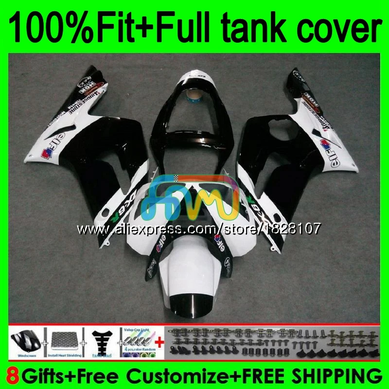 Инъекции для KAWASAKI ZX черного и белого цвета 636 6R 6 R 600CC ZX600 ZX636 137BS.83 ZX-636 ZX-600 ZX-6R 2003 2004