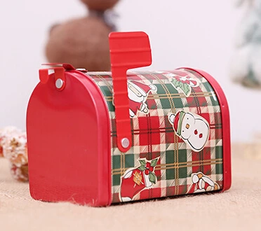 Christmas Decor Candy Gift Tin Box Kids Gift Mailbox Case Christmas Santa Claus Snowman Printed Sealed Jar Packing Boxes - Цвет: B