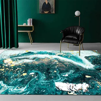 

Abstract Green Seawater Printed Nordic Style Carpet Living Room Sofa Rug Home Decor Bedroom Chair Mat Bedside Mat Kitchen Mat