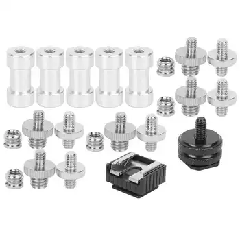 

Aluminium Alloy 1/4 3/8 Inch Double End Adapter Screw Nut BE Light Stand Hot Shoe Mount Photography Equipment Converter Screw Ki