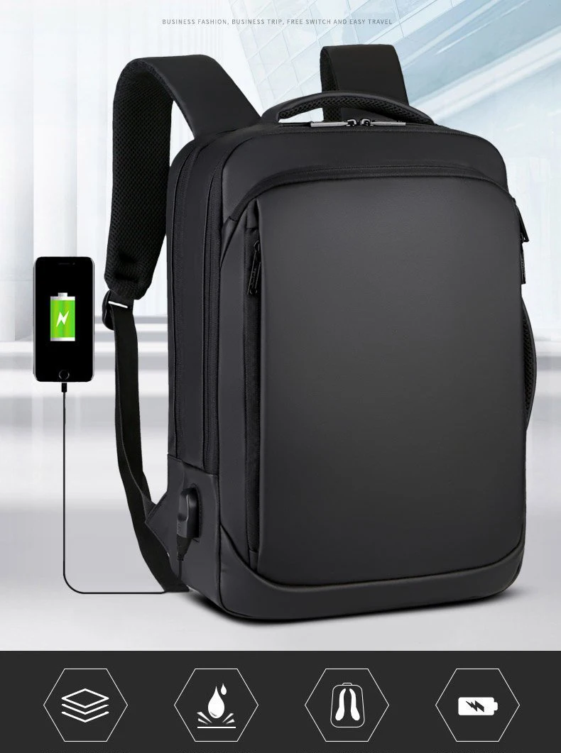 Backpack For Men 2021 Multifunctional Business Notebook Backpack USB Charging Waterproof Film Men's Backbag Casual Bag