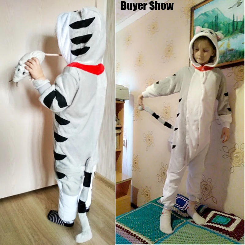 Kigurumi/Детские пижамы для девочек и мальчиков; зимние фланелевые пижамы с рисунком кота для мальчиков и девочек; детские пижамы; одежда для сна; комбинезон