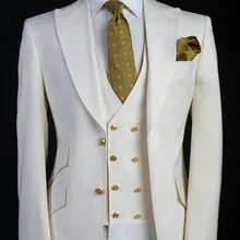 Изготовленный на заказ смокинг для жениха лучший мужской свадебный костюм из трех предметов с двумя отворотами мужской деловой костюм с двойной пряжкой(пиджак+ брюки+ жилет