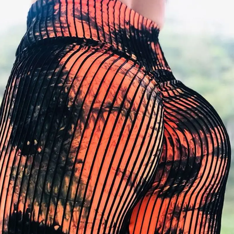 

Womens Sexy High Waist Leggings Abstract Geometric Line Pattern Slim Vintage Sports Fitness Cosplay Party Pants