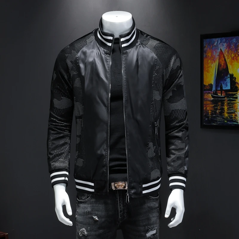 Qiu dong's personality and fashionable men's leisure take male article number 19357 P185 splicing stylish men jacket - Цвет: see chart
