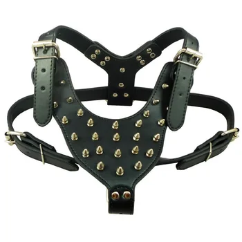 

Large Dog Alloy Rivets Spiked Studded PU Leather Dog Harness Adjustable for Pitbull Big Breed Dogs Pet Harnesses Vest Dog Chest